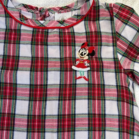 Disney Minnie Mouse Christmas Plaid Nightgown Girls Size 5/6 Holiday Sleepwear - Picture 2 of 4